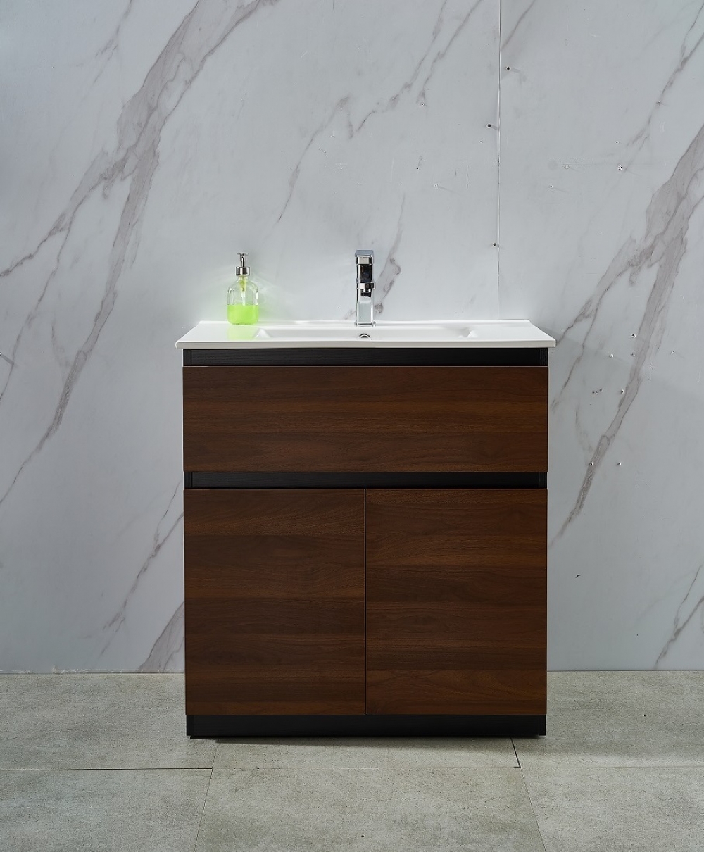 Walnut Free Standing 750W*460D*820H Vanity with Single Basin