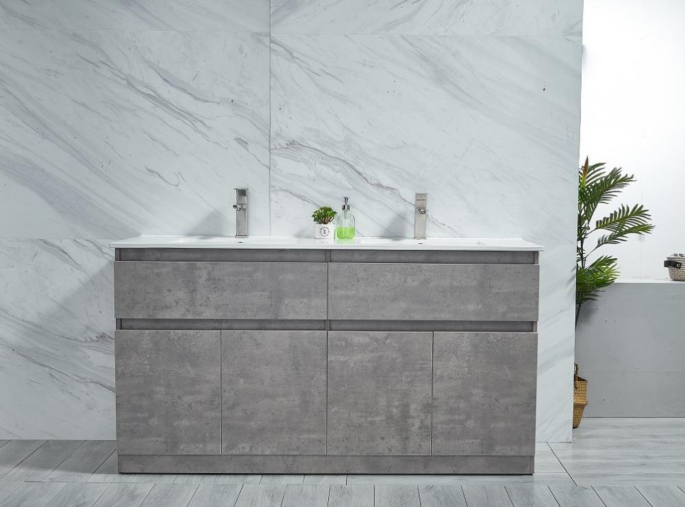 Concrete Grey Free Standing 1500mm Vanity with Double Basins