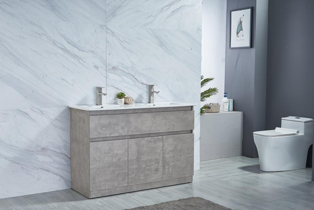 Concrete Grey Free Standing 1200mm Vanity with Double Basins