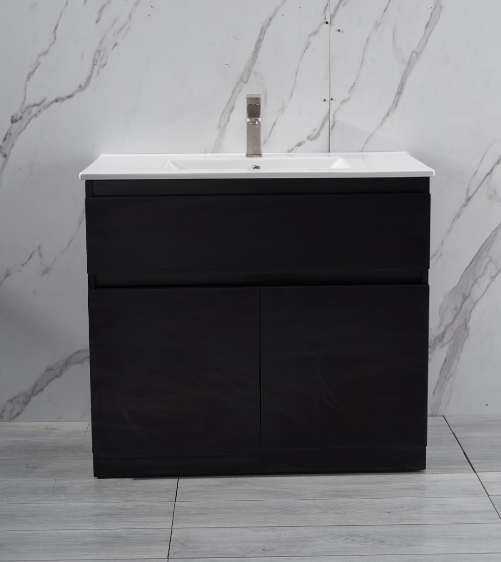 Black Free Standing 750mm Vanity with Single Basin