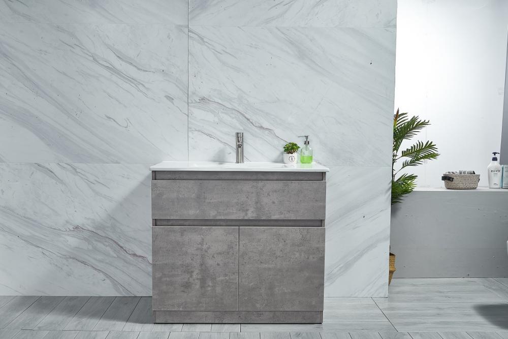 Concrete Grey Free Standing 900mm Vanity with Single Basin
