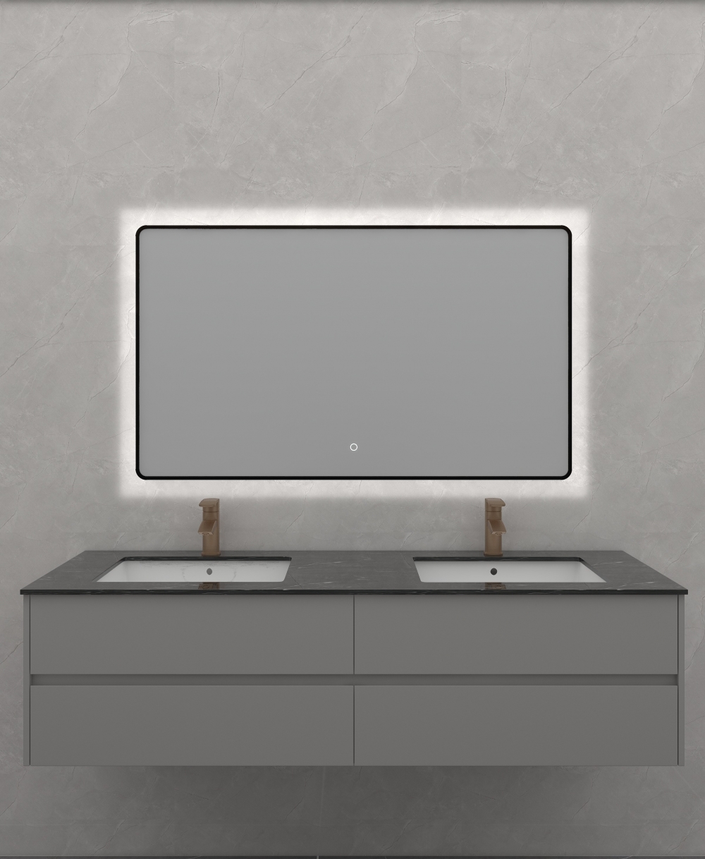 1200*700mm Black Aluminum Framed LED Mirror