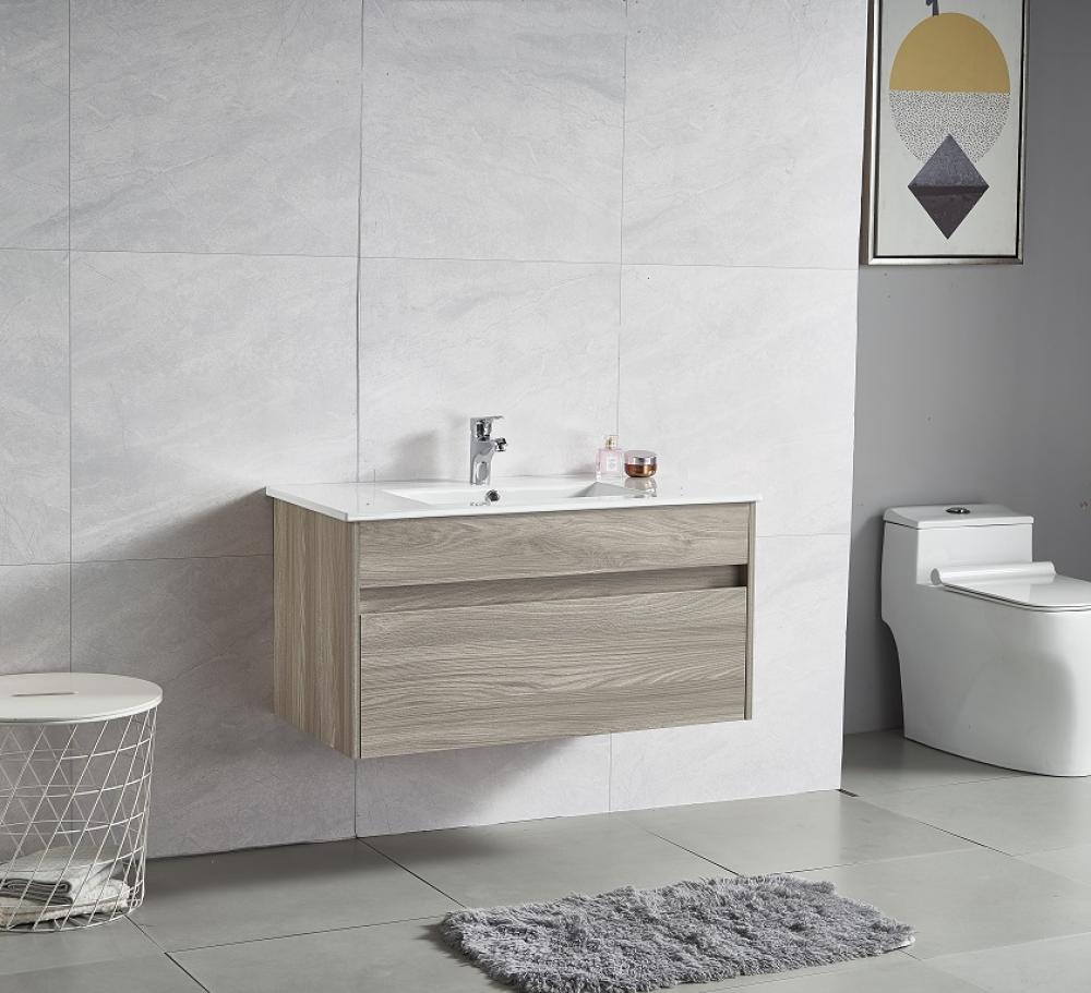 Oak Grey Wall Hung 900mm Vanity with Single Basin