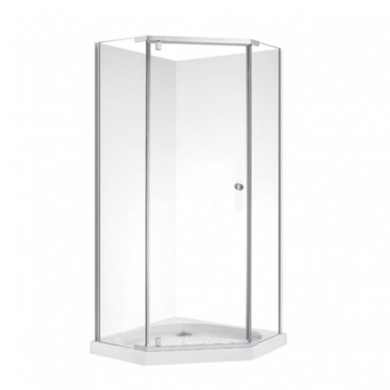 900mm Diamond Swing Door Shower Box Chrome