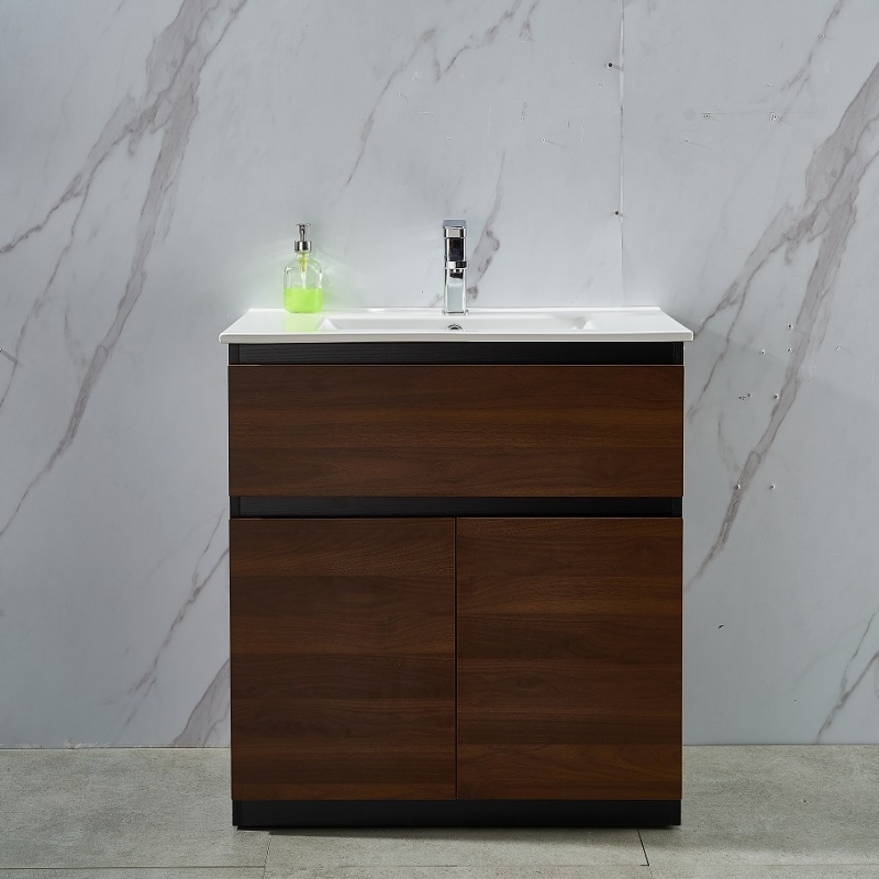 Walnut Free Standing 750W*460D*820H Vanity with Single Basin