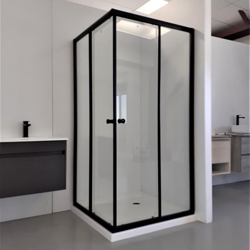 1000mm Square 2 Sides Sliding Door Shower Box Black
