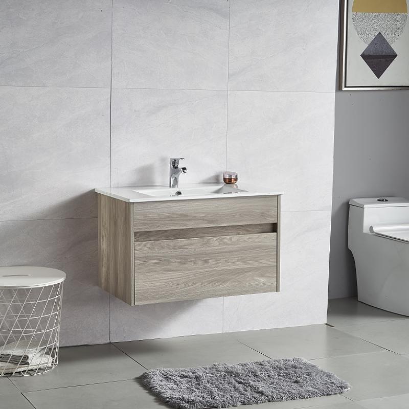 MY-70082-75-A660 VANITY Oak Grey Wall Hung 750mm Vanity with Single Basin