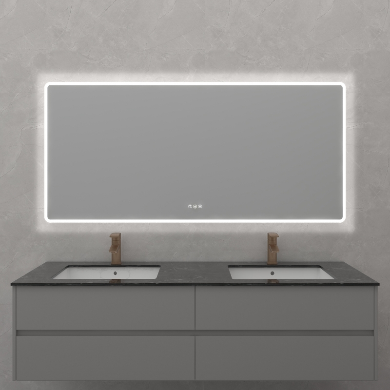 NU-1508YG, Acrylic framed  LED Mirror,Dimester+Sensor+Bluetooth