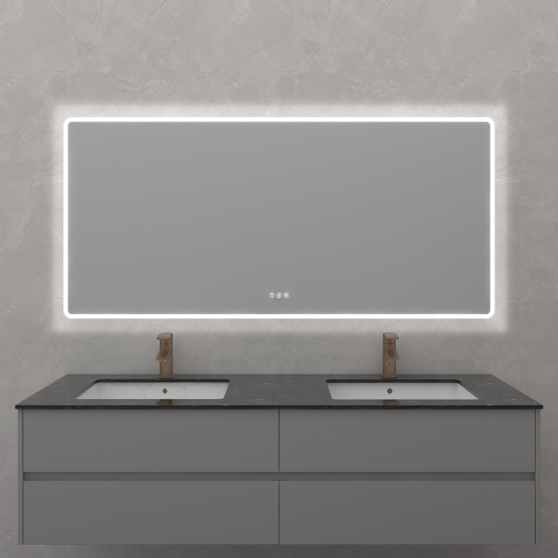 1500*800mm Sensor+Bluetooth Framed LED Mirror