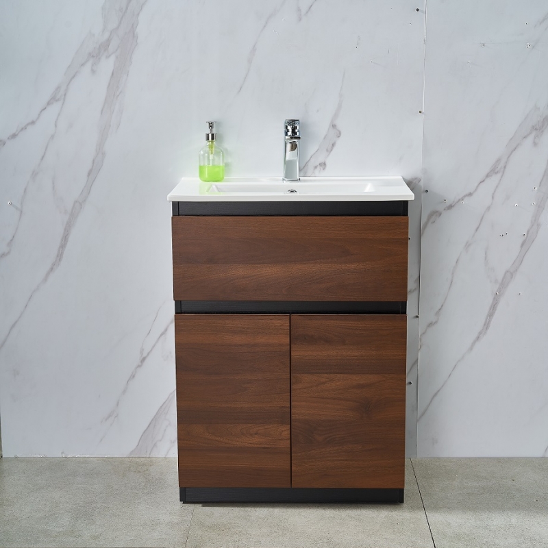 Walnut Free Standing 600W*360D*820H Vanity with Single Basin