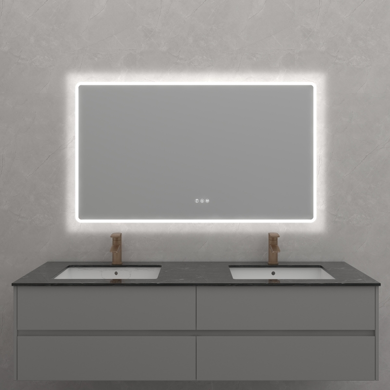 NU-1207YG, Acrylic framed  LED Mirror,Dimester+Sensor+Bluetooth