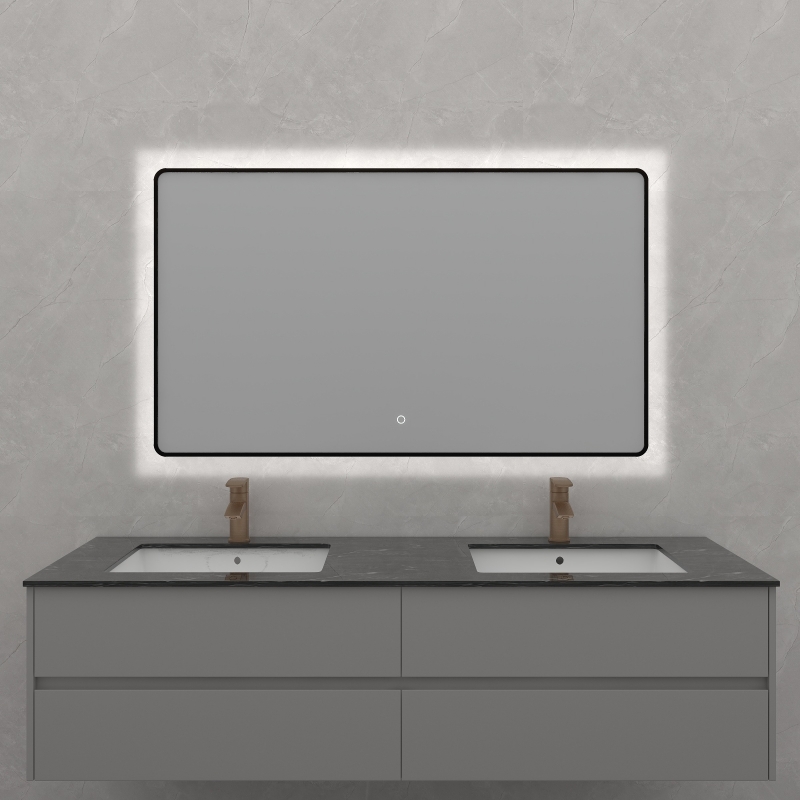 NU-1207B, LED Black framed mirror