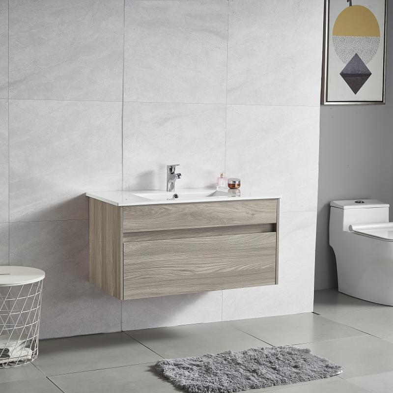 MY-70082-90-A660 VANITY Oak Grey Wall Hung 900mm Vanity with Single Basin